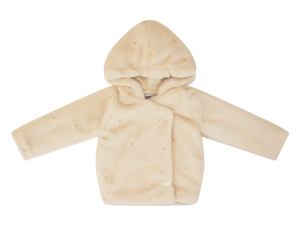 Baby Girl Jacket & Sweater | Jacket + Hat | Embroidered Heart Fur | Natural | Kipp | AW23