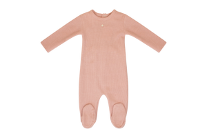 Baby Girl Footie + Hat | Waffle Scallop | Pink | Kipp | AW23