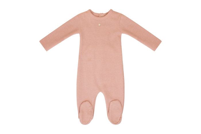 Baby Girl Footie + Hat | Waffle Scallop | Pink | Kipp | AW23