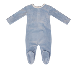 Baby Boy Footie | Textured Velour | Blue | Kipp | AW23