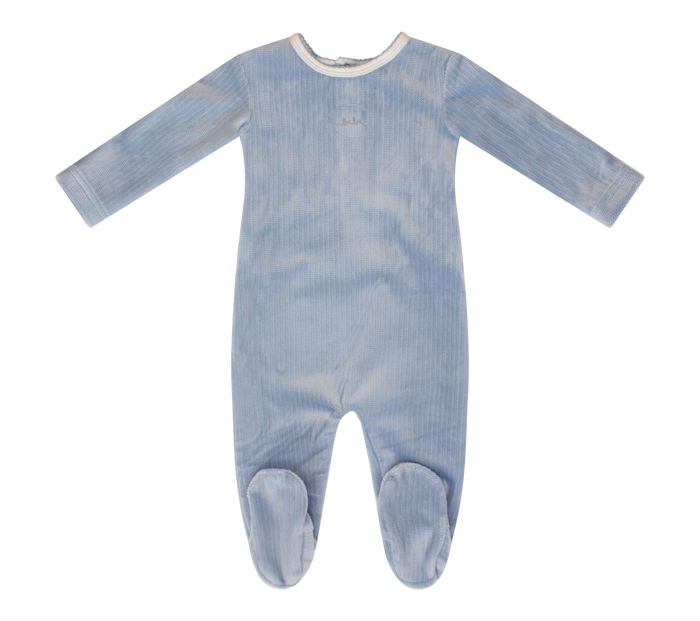 Baby Boy Footie | Textured Velour | Blue | Kipp | AW23