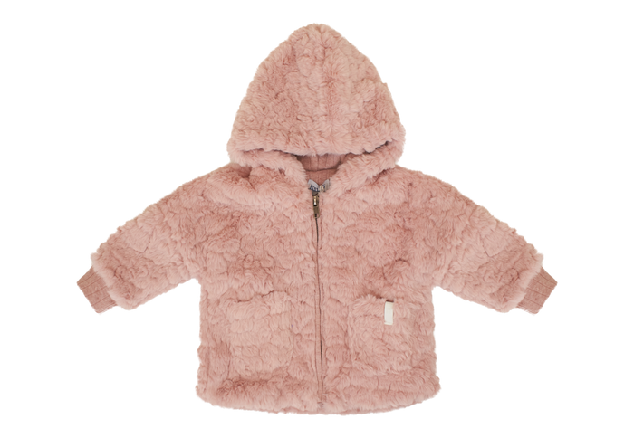 Baby Girl Jacket & Sweater | Jacket+Hat+Blanket | Textured Fur | Pink | Kipp | AW23