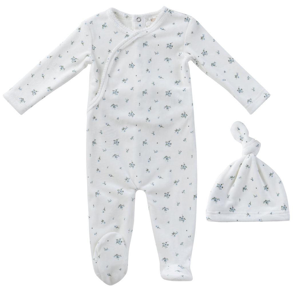 Baby Boy Footie Set | Lil Blooms | White/Blue | Kipp Baby | Aw25