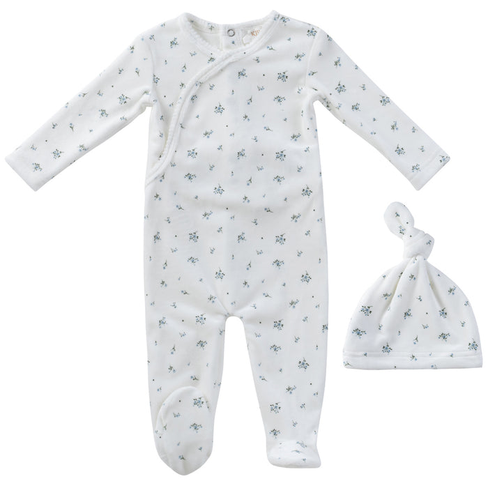 Baby Boy Footie Set | Lil Blooms | White/Blue | Kipp Baby | Aw25