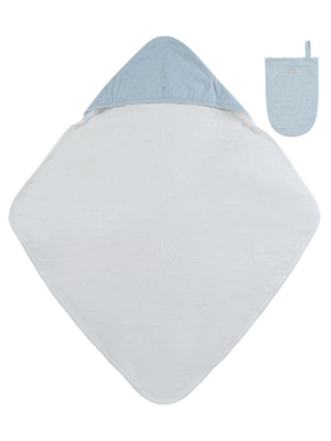 Baby Towel | Little Crown Towel + Mitt Set | Blue | Kipp Baby | SS26