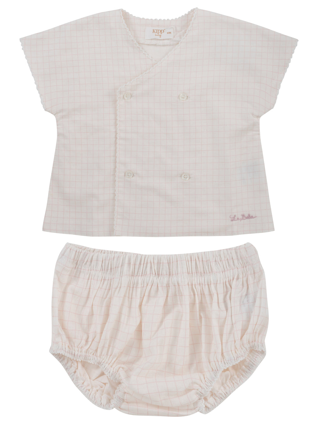 Baby Girl Short Set | Windowpane | Pink | Kipp Baby | SS26