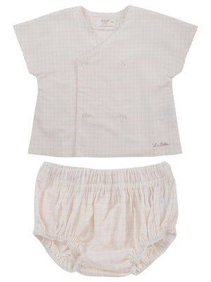 Baby Girl Short Set | Windowpane | Pink | Kipp Baby | SS26