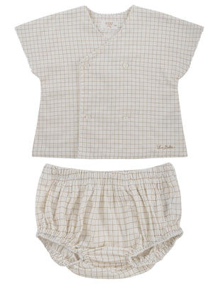 Baby Boy Short Set | Windowpane | Stone | Kipp Baby | SS26