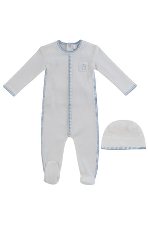 Baby Boy Footie & Hat | Bunny Rib  | Blue | Kipp Baby | SS26