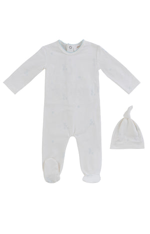 Baby Boy Footie & Hat | Baby Blocks | White Blue | Kipp Baby | SS26