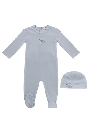 Baby Boy Footie & Hat | Carrera Pinstripe | Blue | Kipp Baby | SS26
