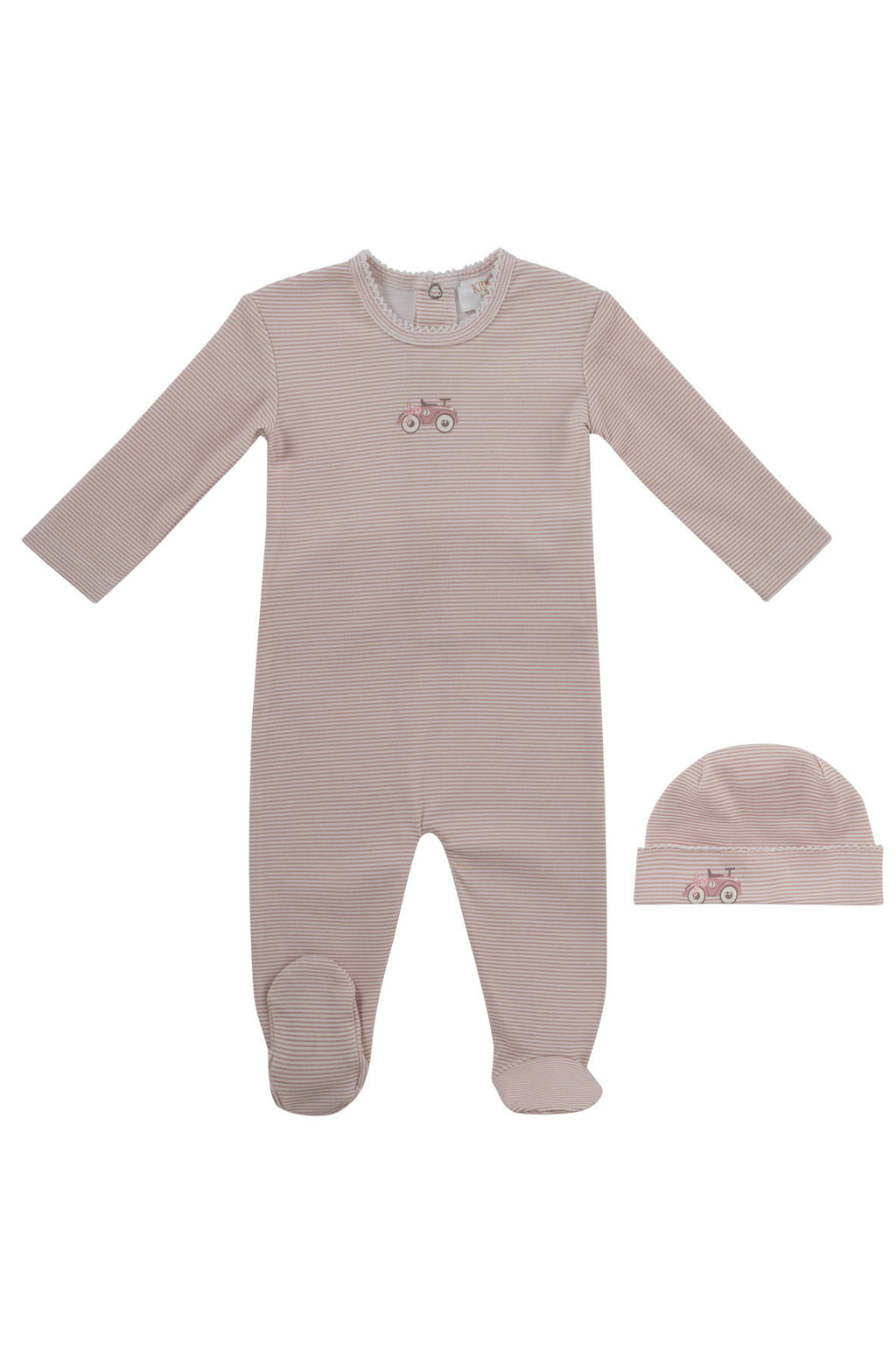 Baby Girl Footie & Hat | Carrera Pinstripe | Pink | Kipp Baby | SS26