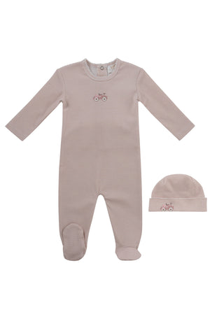 Baby Girl Footie & Hat | Carrera Pinstripe | Pink | Kipp Baby | SS26