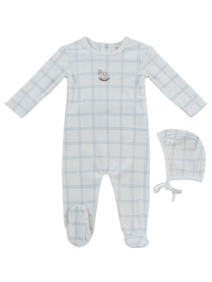Baby Boy Footie & Hat | Whinny Plaid | Blue | Kipp Baby | AW26
