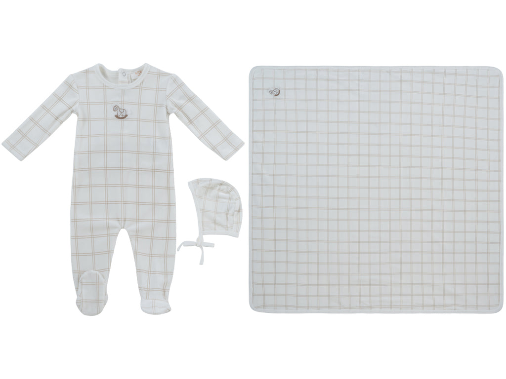 Baby Boy Layette Set | Whinny Plaid | Stone | Kipp Baby | AW26