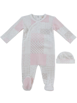Baby Girl Footie & Hat | Patchwork | Pink | Kipp Baby | AW26