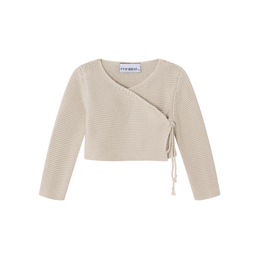 Baby Boy Cardigan | Wrap | Taupe | Minilabel | AW26