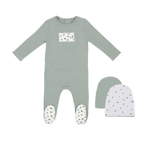 Baby Boy Footie + Hat | Tea Print | Blue | Minilabel | AW25