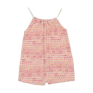 Baby Girl Romper | Terry Scribbles | Sand Pink | Bee and Dee | SS26