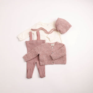 Baby Girl 4 Piece Outfit | Textured Wool Ensemble | Old Rose | Bee and Dee | AW26