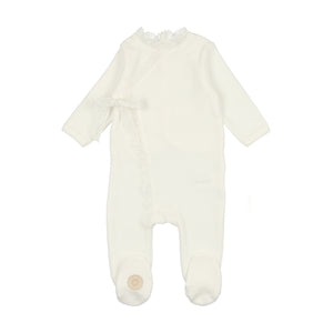 Baby Boy Footie | Tied Up in Lace | Ivory | Mon Tresor | AW23