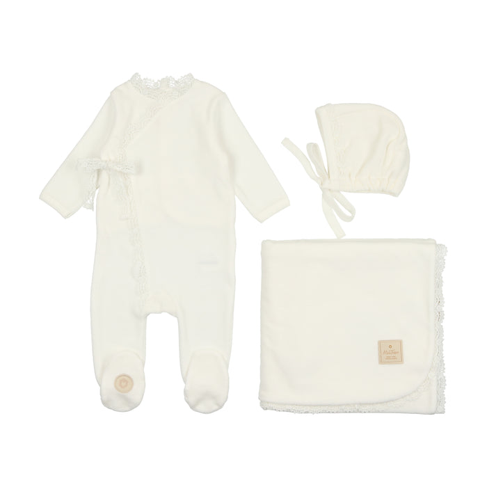 Baby Boy Layette Set | Tied Up in Lace | Ivory | Mon Tresor | AW23