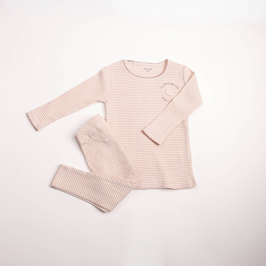 Baby Girl 2 Piece Outfit | To the Moon Ribbed Loungewear | Ballerina Pink | Bee and Dee | AW26