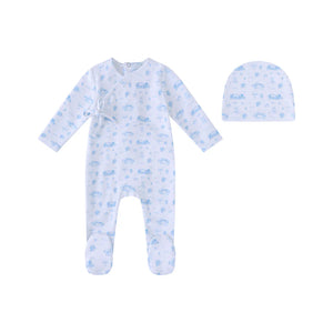 Baby Boy Footie + Hat | Toile Garden Print | Minilabel | SS26