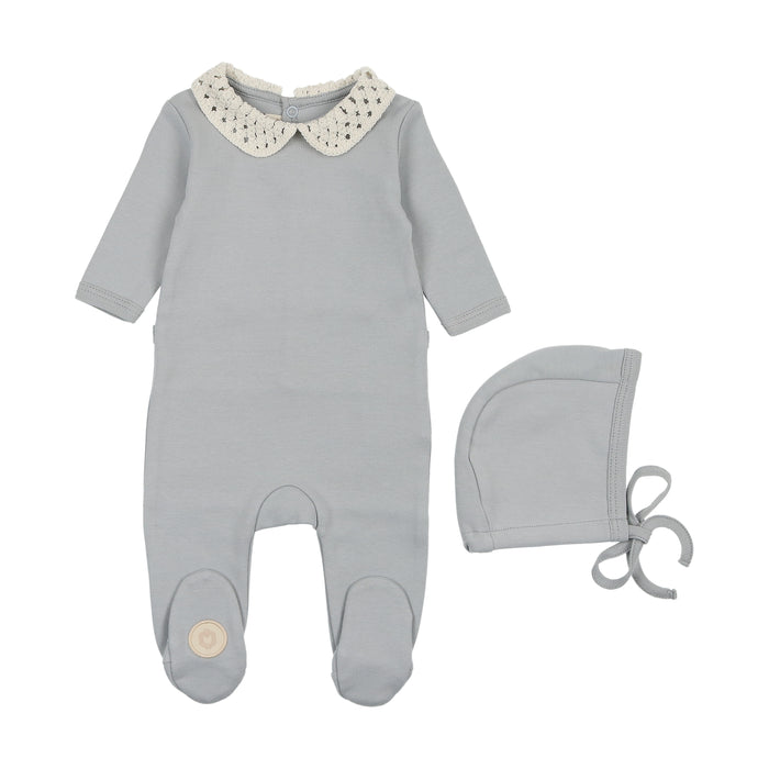 Baby Boy Footie + Hat | Touch of Crochet | Pearl Blue | Mon Tresor | SS25