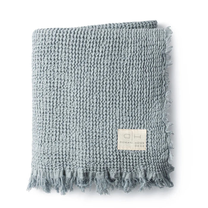 Waffle Muslin Baby Blanket |  Blue | Domani Bebe
