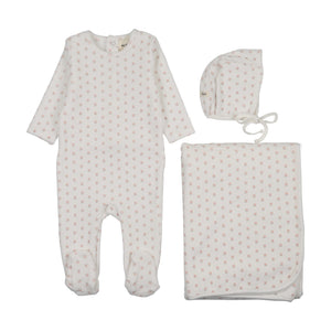 Baby Girl Layette Set | Velour Floral Printed | Pink Floral | Mema Knits | AW26