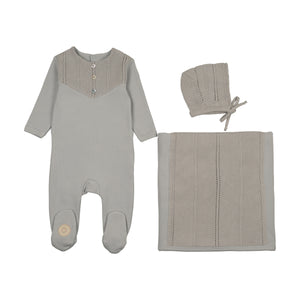 Baby Boy Layette Set | V-Knit Henley | Blue Haze | Mon Tresor | AW25