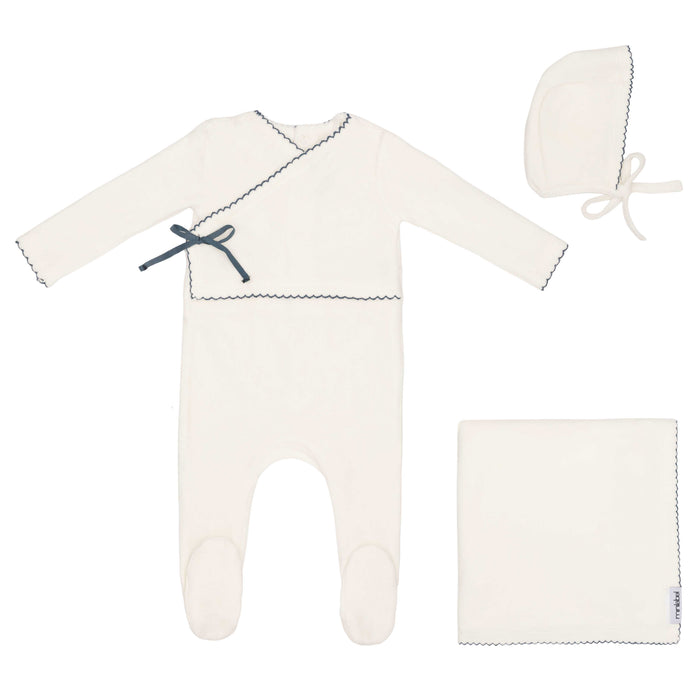 Baby Boy Layette Set | Classic Velour Kimono | Blue | Minilabel | AW25