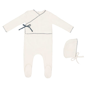 Baby Boy Footie + Hat |Classic Velour Kimono | Blue | Minilabel | AW25