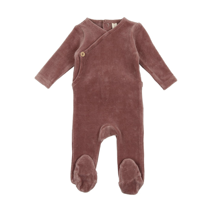 Baby Girl Footie + Hat | Velour Button Wrap | Berry | Lil Legs | AW23