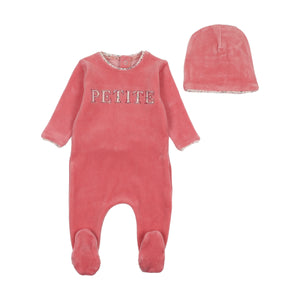 Baby Girl Footie + Hat | Velour Petit | Hibiscus | Bee and Dee | AW25