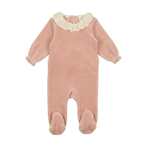 Baby Girl Layette Set | Velour Ruffle | Dusty Pink | Lil Legs | AW23