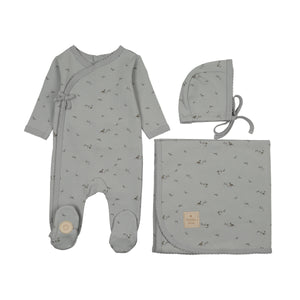 Baby Boy Layette Set | Vintage Bird Wrap | Sapphire Blue| Mon Tresor | SS26