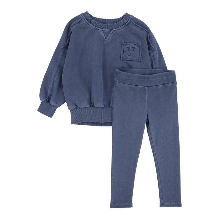 Baby Boy Outfit | Wash Boys Sweatshirt Set | Blue Wash | Lil Legs | Aw25