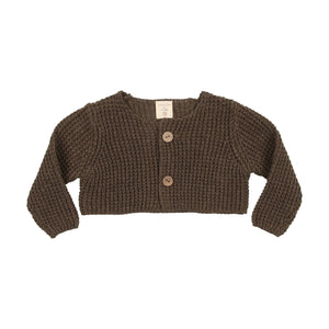 Baby Boy 2 Piece Outfit | Waffle Knit | Short Overalls | Heather Brown | Lil Legs | AW23