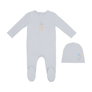Baby Boy Footie + Hat | Water Print Carousel | Blue | Minilabel | SS26