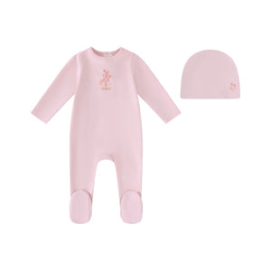 Baby Girl Footie + Hat | Water Print Carousel | Pink | Minilabel | SS26