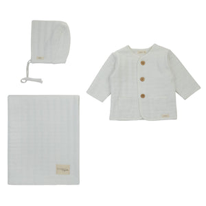 Baby Neutral Jacket + Hat | Solid Quilted | White | Cream Bebe