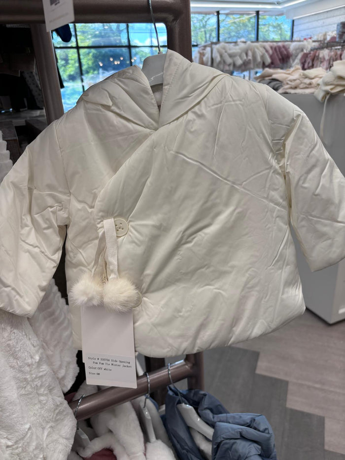 Baby Neutral Jacket | Side Pompom Tie Winter | Off White | Mantel AW25