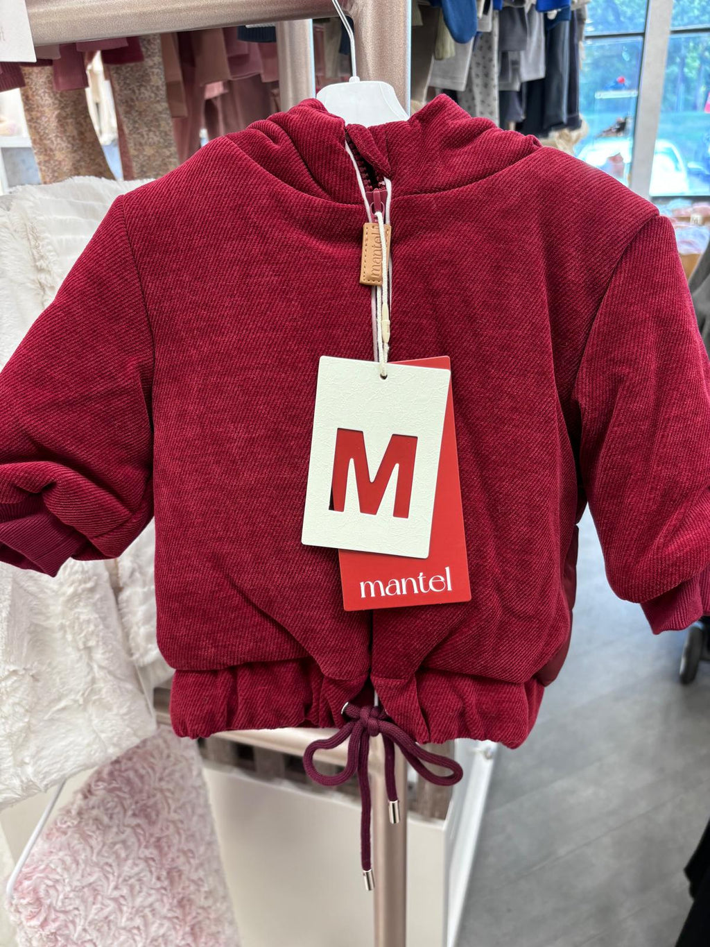 Baby Girl Jacket | Velour Bomber | Maroon | Mantel AW25
