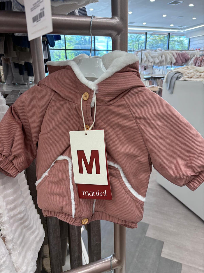 Baby Girl Jacket | Fur Lining Corduroy Lightweight | Dark Mauve | Mantel AW25