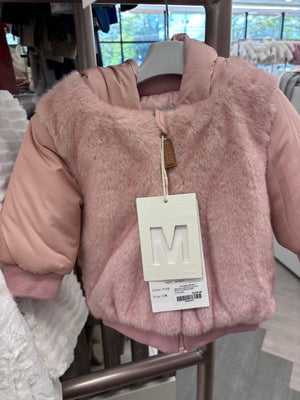 Baby Girl Jacket | Fur Front And Back | Pink | Mantel AW25
