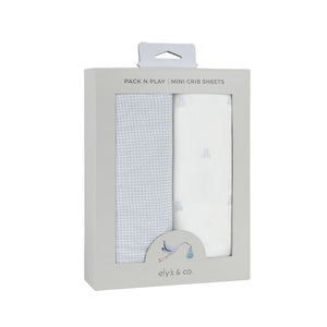Crib Sheet Jersey Two Pack |  Gingham Bear Collection | Blue | Ely's & Co