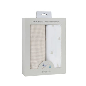 Crib Sheet Jersey Two Pack |  Gingham Bear Collection | Tan | Ely's & Co