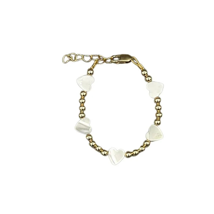Baby Bracelet | Gold White Hearts | Lil Charms
